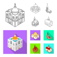 Fototapeta premium Vector illustration of temple and historic icon. Collection of temple and faith stock vector illustration.