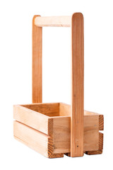 Wooden box on white isolated background.