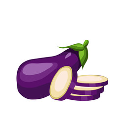 	 Eggplant vegetable whole and sliced rings, healthy food. Illustration.	 - 271631791