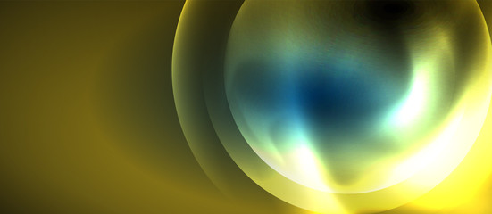 Blue neon bubbles and circles abstract background, futuristic magic techno design