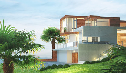 Concept of new ecologic home, 3d rendering