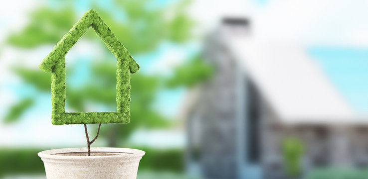 Concept of new ecologic home, 3d rendering