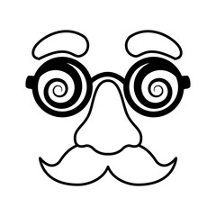 fake mustache nose and glasses mask black and white