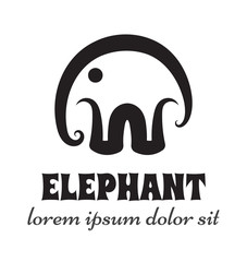 Simple outline elephant sign or emblem.