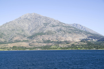 View of  Samothraki island in Greece from the sea