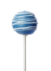 Delicious bright cake pop on white background