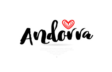 Andorra city with red heart design for typography and logo design