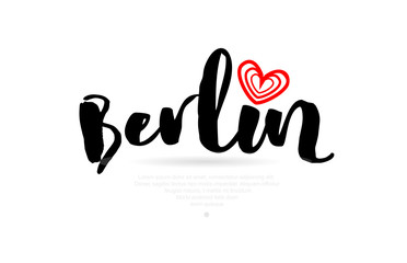 Berlin city with red heart design for typography and logo design
