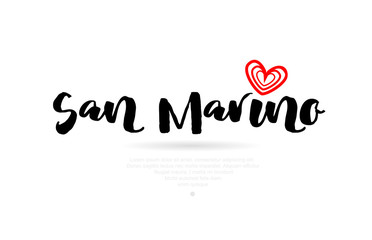 San Marino city with red heart design for typography and logo design