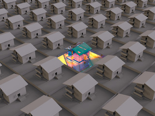 3D rendering - target house within a pattern