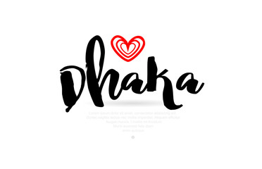 Fototapeta premium Dhaka city with red heart design for typography and logo design