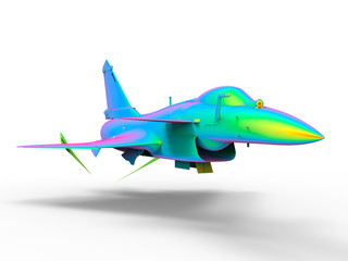 3D rendering - engineering analysis of the shape of an jet fighter plane