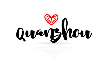 Quanzhou city with red heart design for typography and logo design