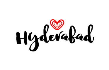 Hyderabad city with red heart design for typography and logo design
