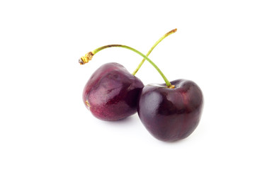 fresh cherries ,red cherry fruit  isolated on a white background