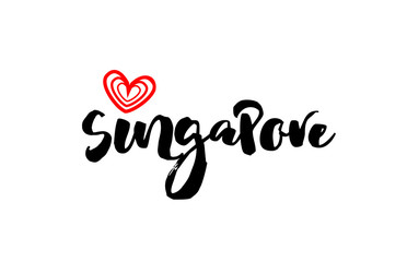 Singapore city with red heart design for typography and logo design