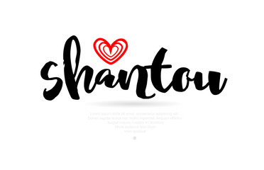 Shantou city with red heart design for typography and logo design