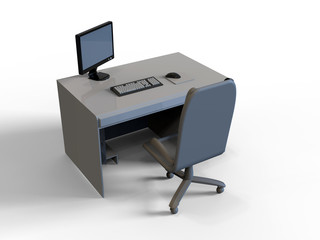 3D rendering - isolated shaded office desk