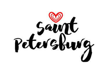 Saint Petersburg city with red heart design for typography and logo design