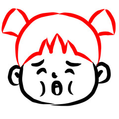 顔アイコン　少女　筆　表情