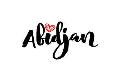 Fototapeta premium Abidjan city with red heart design for typography and logo design