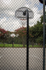 Basketball court on sunny day