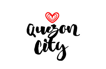 Quezon City with red heart design for typography and logo design