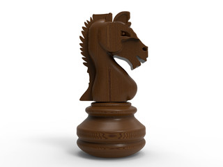 3D rendering - wooden chess knight piece © 3DConcepts