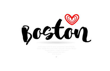 boston city with red heart design for typography and logo design