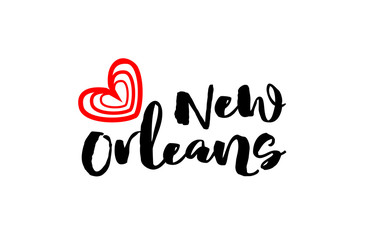 new orleans city with red heart design for typography and logo design - obrazy, fototapety, plakaty
