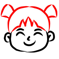 顔アイコン　少女　筆　表情