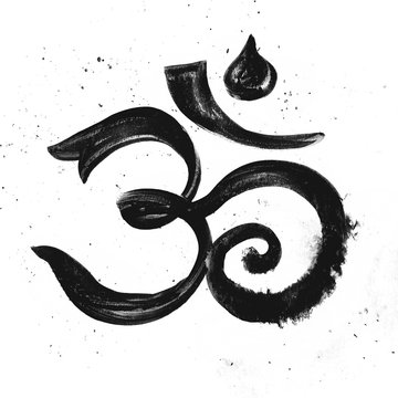 Om symbol. Aum - symbol of Hinduism , isolated hand drawn illustration. 