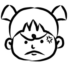 顔アイコン　少女　筆　表情