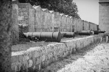 RHODOS, GREECE, The Palace of the Grand Master of the Knights of Rhodes, old cannons