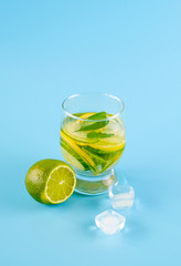 Summer exotic fruits on blue background