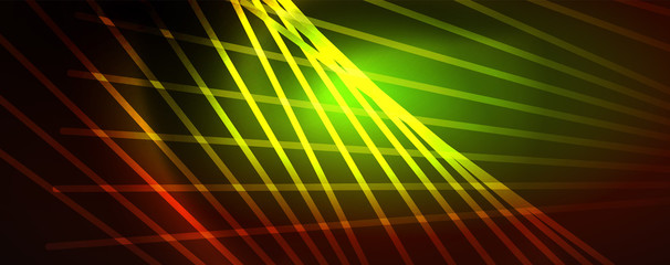 Shiny color neon light with lines, abstract wallpaper, shiny motion, magic space light. Techno abstract background