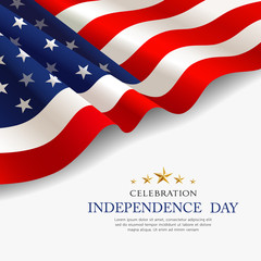 Celebration flag of america independence day fabric design vector background, illustration