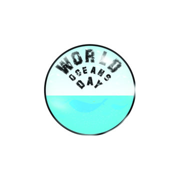 Oceans Sphere - whale family with air bubbles on the sea in a clear circular window view.of world oceans day concept,Vector EPS.10