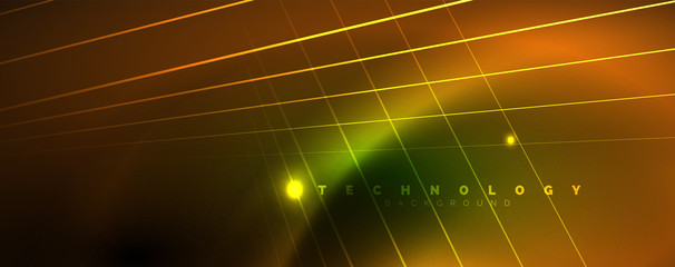 Vector neon light lines concept, abstract background