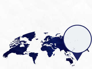 Samoa detailed map highlighted on blue rounded World Map. © boldg