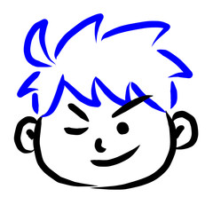 顔アイコン　少年　筆　表情