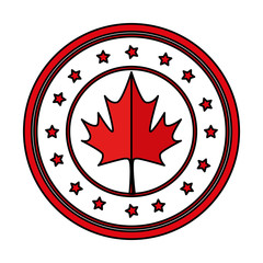 maple leaf and stars circular canadian emblem