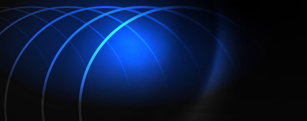 Dark abstract background with bright color neon lights and lines. Glowing background