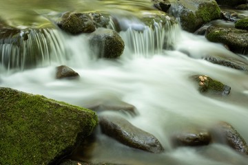 Fototapeta na wymiar Pristine mountain waterfall in the National Park. 