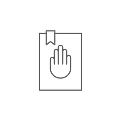 Justice oath outline icon. Elements of Law illustration line icon. Signs, symbols and vectors can be used for web, logo, mobile app, UI, UX