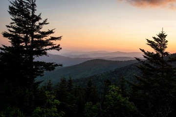 Fototapeta na wymiar Sunset from Clingman's Dome in the Great Smoky Mountain National Park
