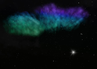 Star field in space and a nebulae. 3D rendering