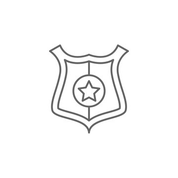 Justice police badge outline icon. Elements of Law illustration line icon. Signs, symbols and vectors can be used for web, logo, mobile app, UI, UX