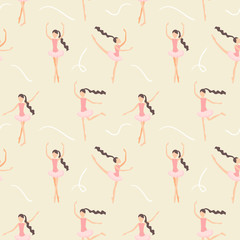 Seamless pattern ballet dancers in motion.