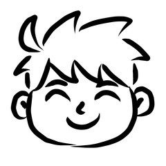 顔アイコン　少年　筆　表情